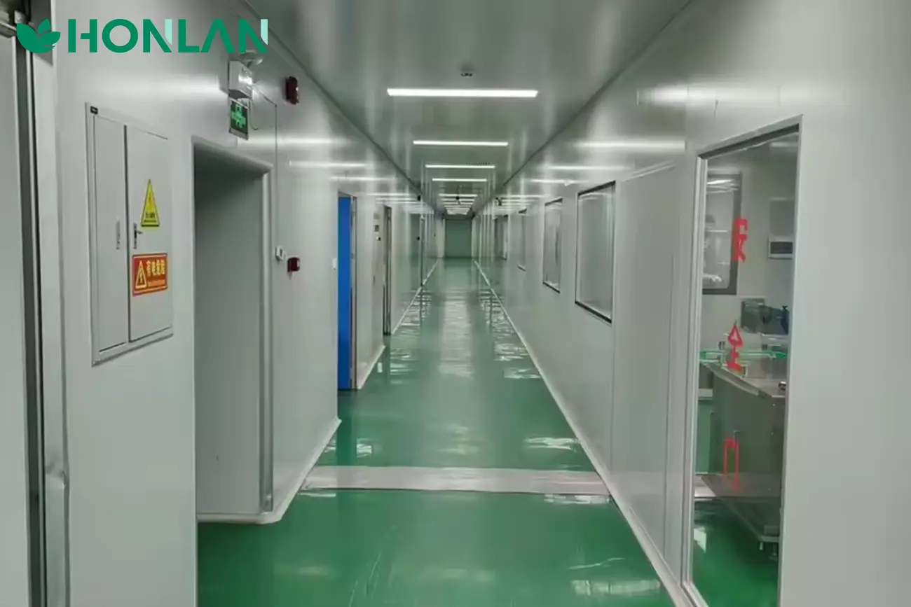 Clean GMP production hallway for dietary supplement contract manufacturing