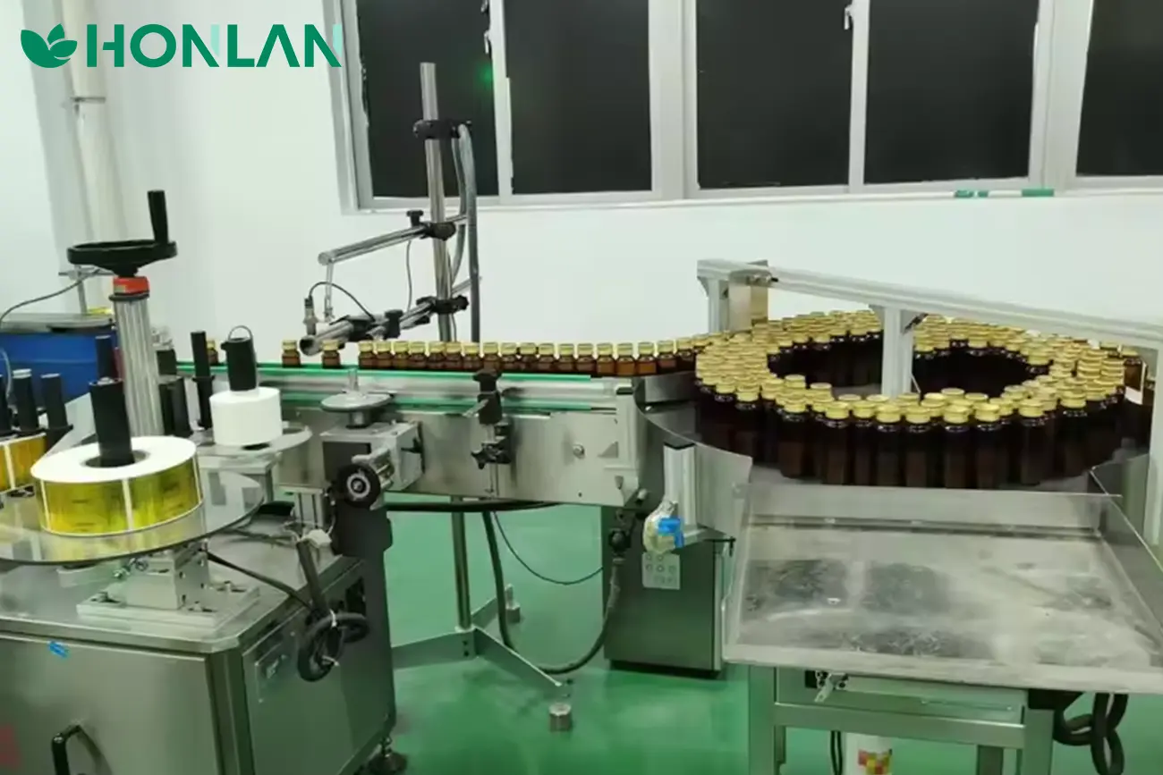 Automated bottling and labeling line for dietary supplement contract manufacturing